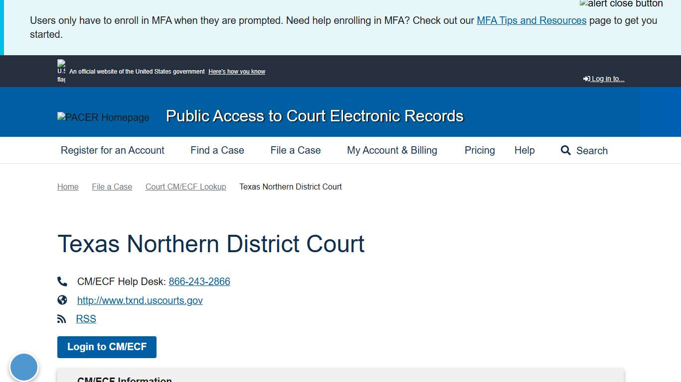 Texas Northern District Court | PACER: Federal Court Records