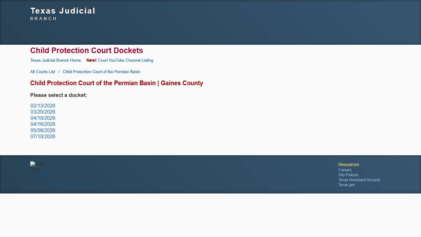 Texas Courts Online | Child Protection Court of the Permian Basin | Gaines County